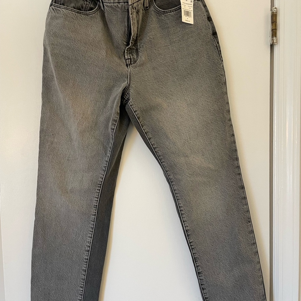 Good American Gray Ankle Cropped Jeans
